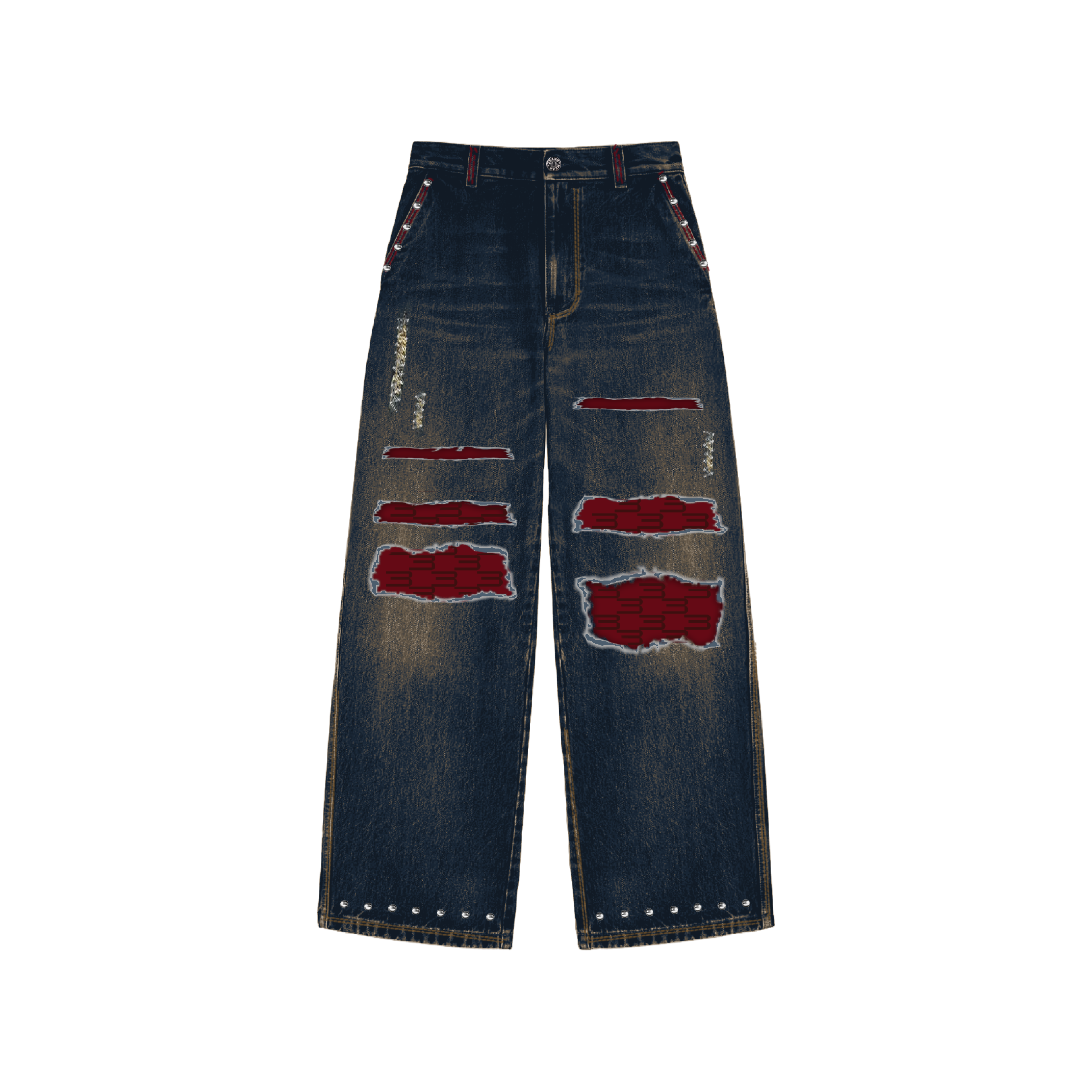 Contrast Rivet Jeans